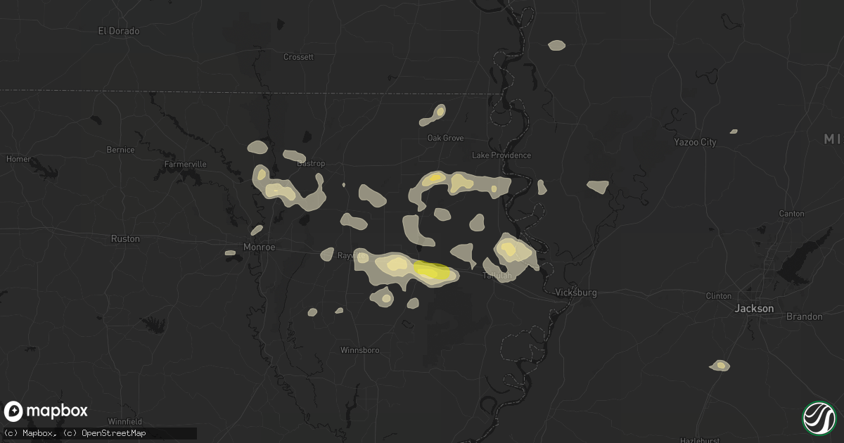 Hail map in Epps, LA on May 22, 2026