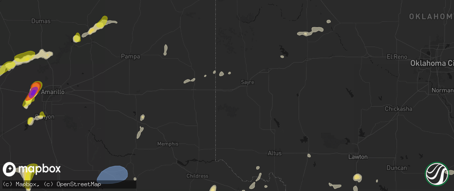 Hail map in Erick, OK on May 22, 2026