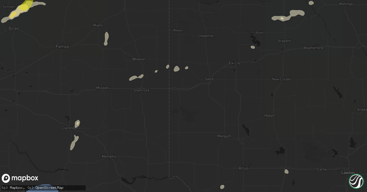 Hail map in Erick, OK on May 22, 2026