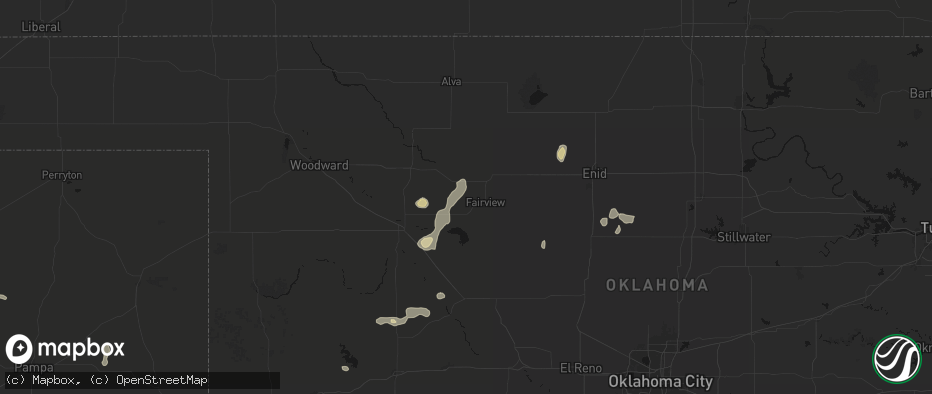 Hail map in Fairview, OK on May 22, 2026