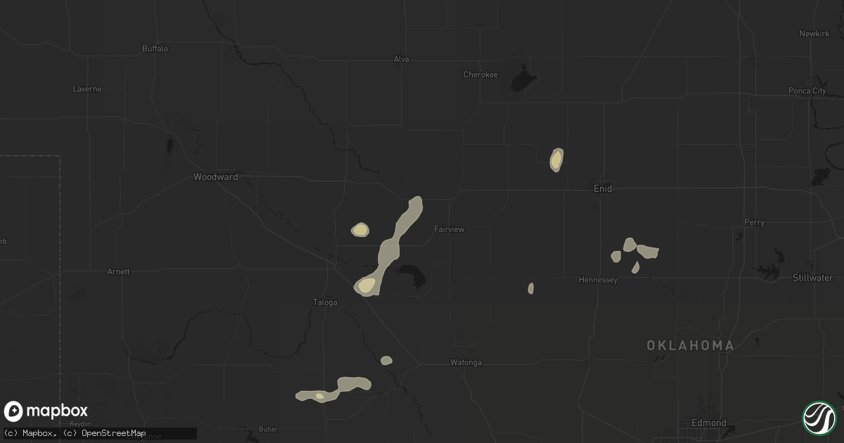 Hail map in Fairview, OK on May 22, 2026