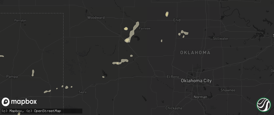 Hail map in Fay, OK on May 22, 2026