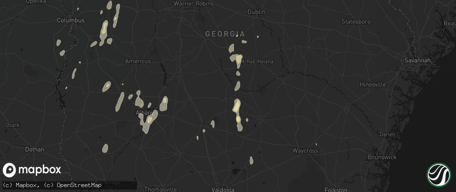 Hail map in Fitzgerald, GA on May 22, 2026