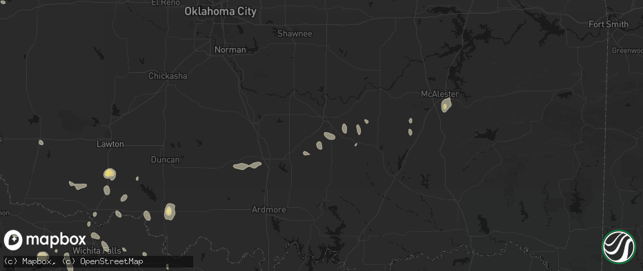 Hail map in Fitzhugh, OK on May 22, 2026