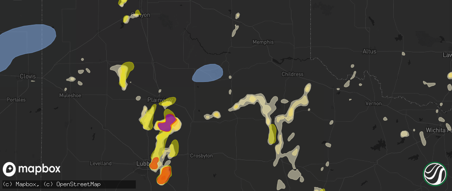Hail map in Flomot, TX on May 22, 2026