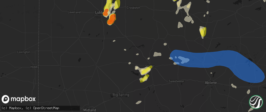Hail map in Fluvanna, TX on May 22, 2026