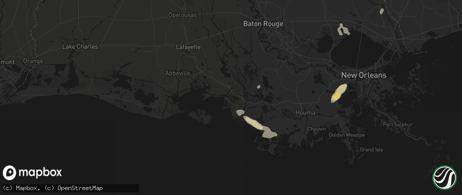 Hail map in Franklin, LA on May 22, 2026