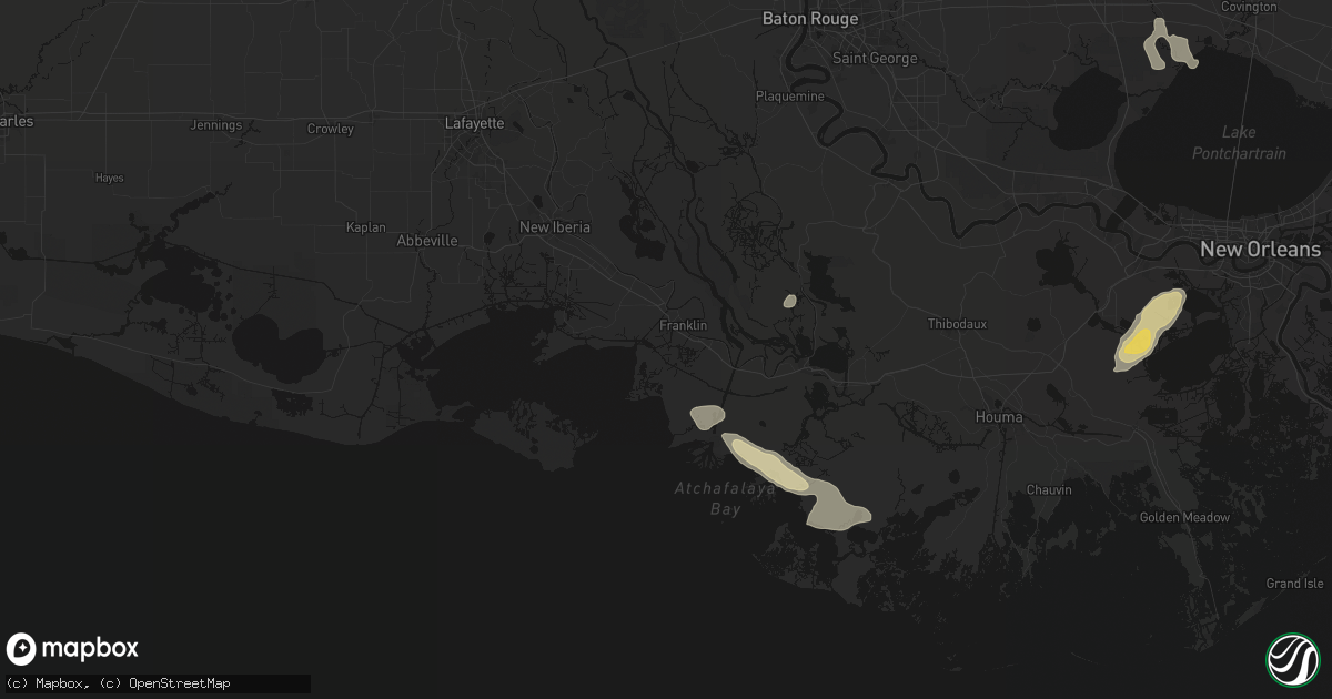 Hail map in Franklin, LA on May 22, 2026