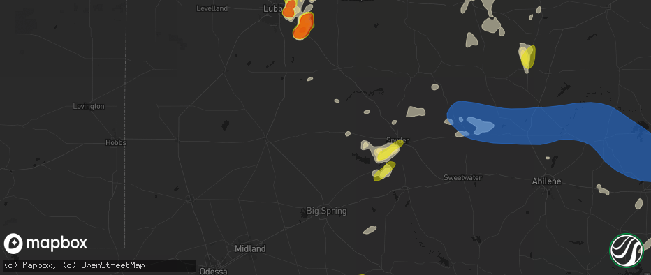 Hail map in Gail, TX on May 22, 2026