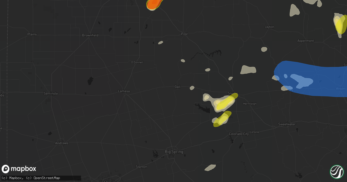 Hail map in Gail, TX on May 22, 2026