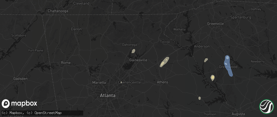 Hail map in Gainesville, GA on May 22, 2026
