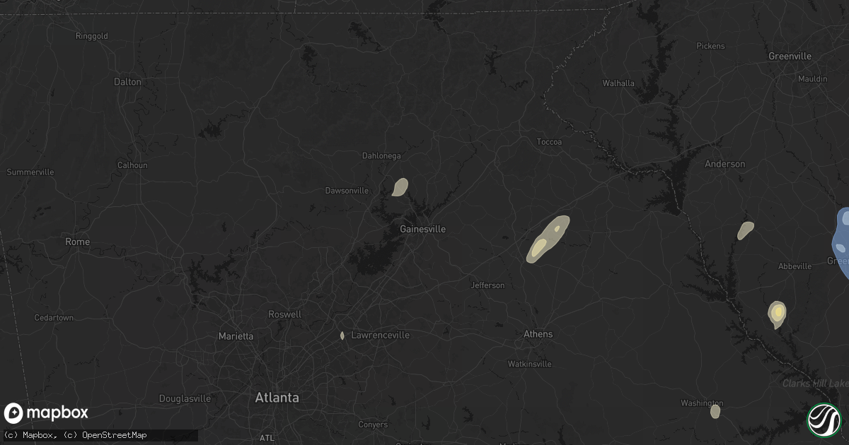 Hail map in Gainesville, GA on May 22, 2026