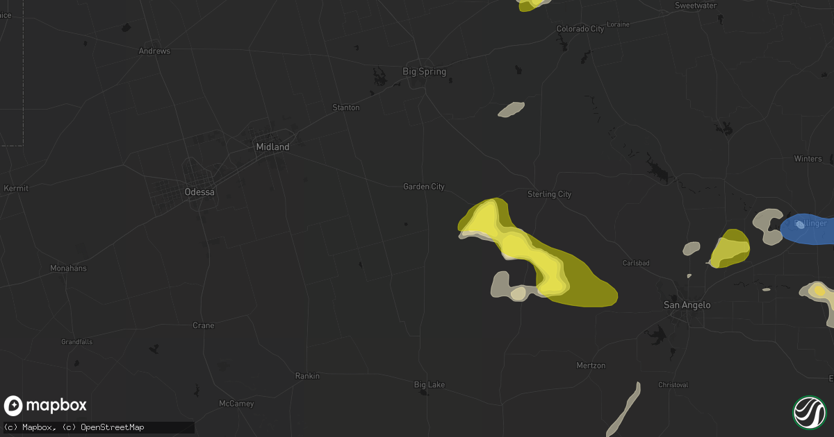Hail map in Garden City, TX on May 22, 2026