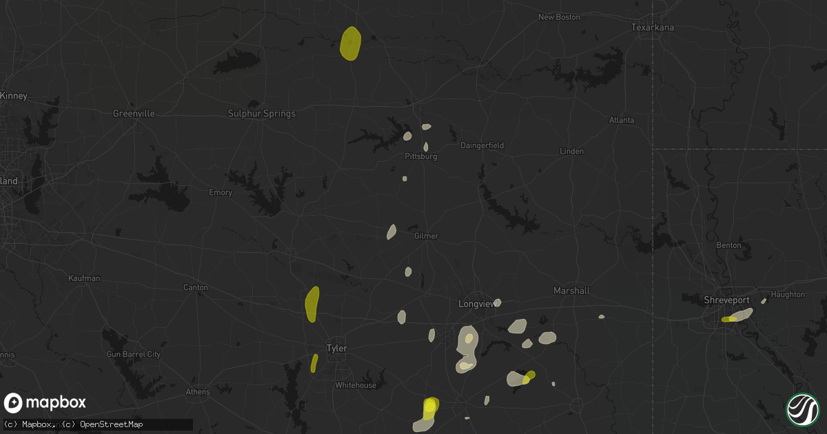Hail map in Gilmer, TX on May 22, 2026