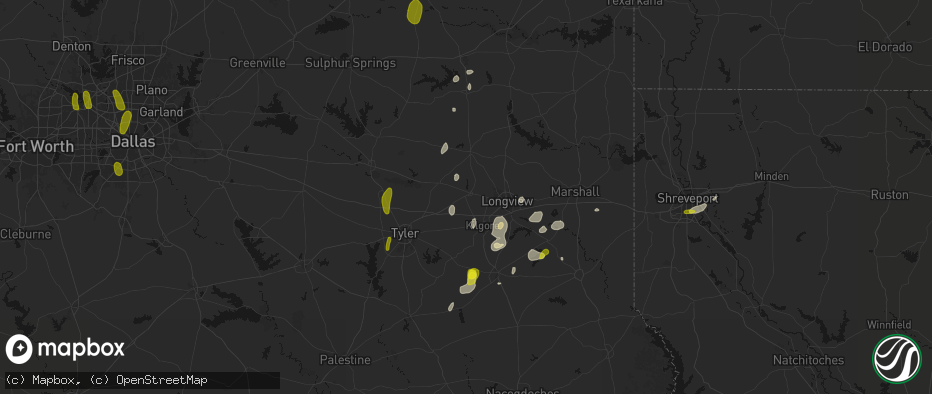 Hail map in Gladewater, TX on May 22, 2026