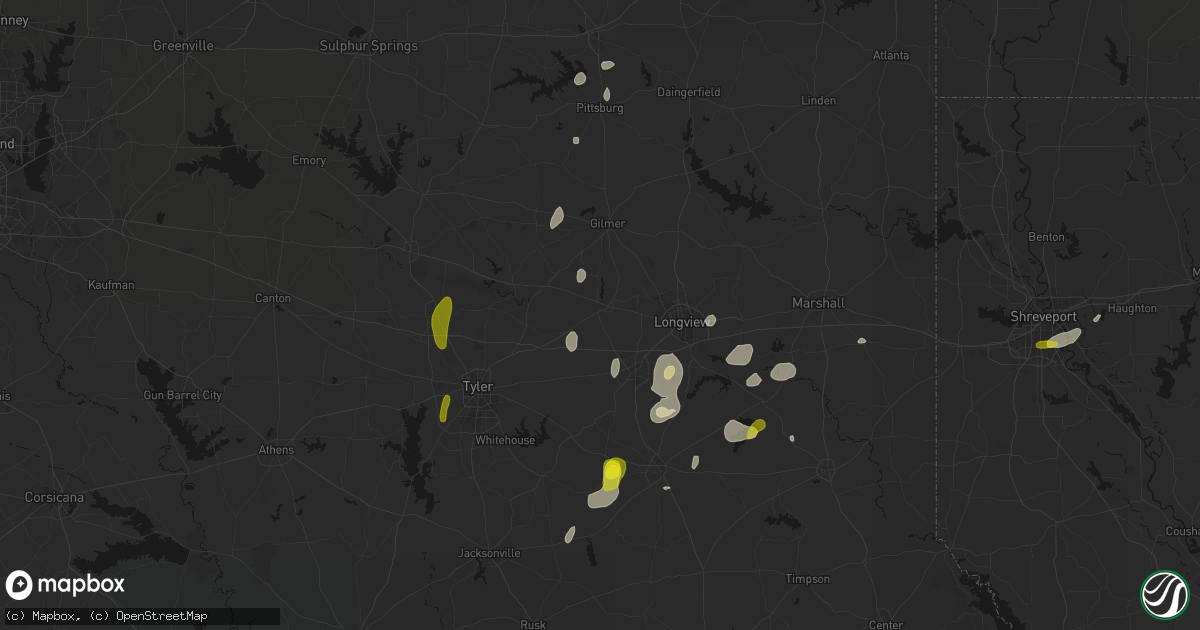 Hail map in Gladewater, TX on May 22, 2026