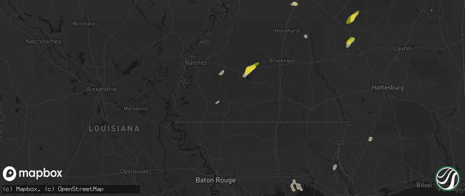 Hail map in Gloster, MS on May 22, 2026