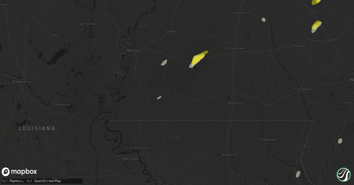 Hail map in Gloster, MS on May 22, 2026
