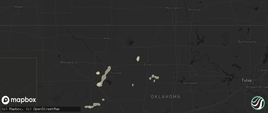 Hail map in Goltry, OK on May 22, 2026