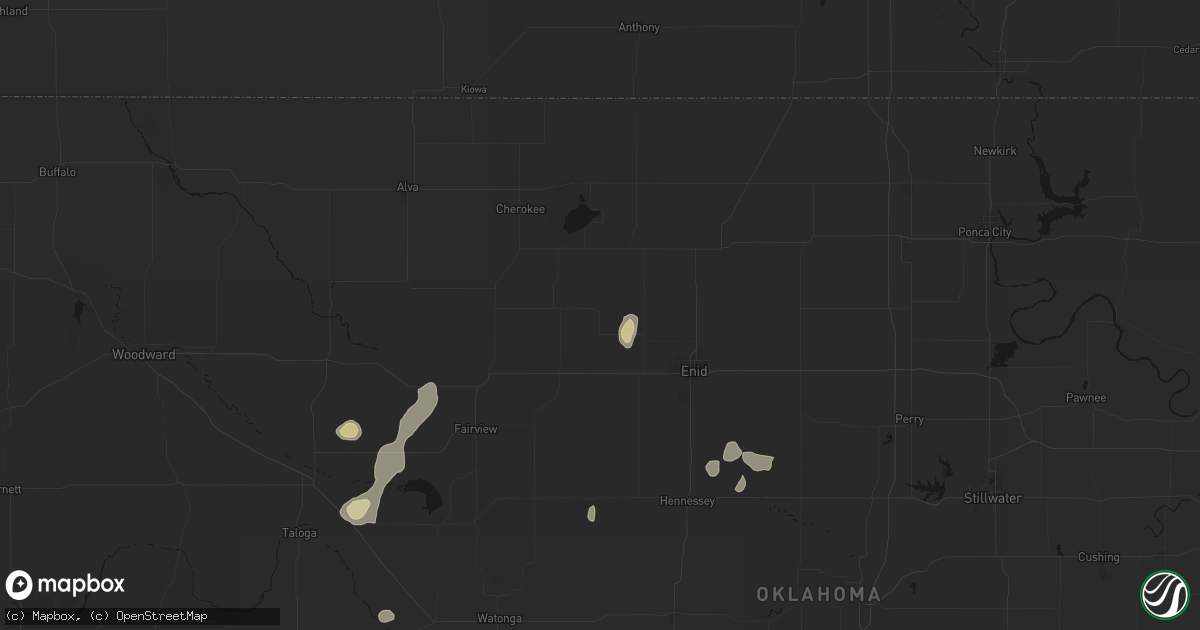 Hail map in Goltry, OK on May 22, 2026