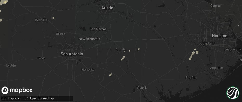 Hail map in Gonzales, TX on May 22, 2026