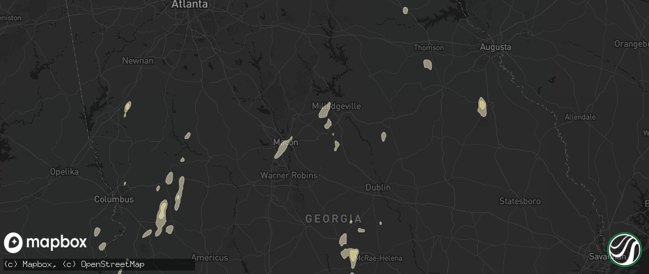 Hail map in Gordon, GA on May 22, 2026