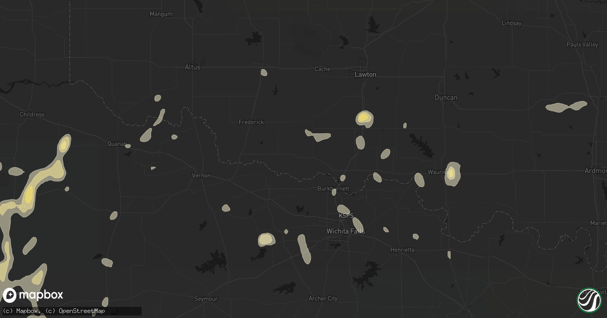 Hail map in Grandfield, OK on May 22, 2026