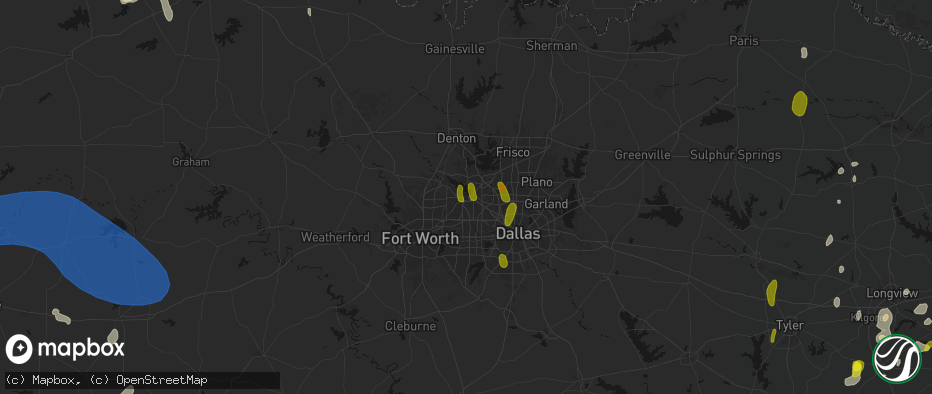 Hail map in Grapevine, TX on May 22, 2026