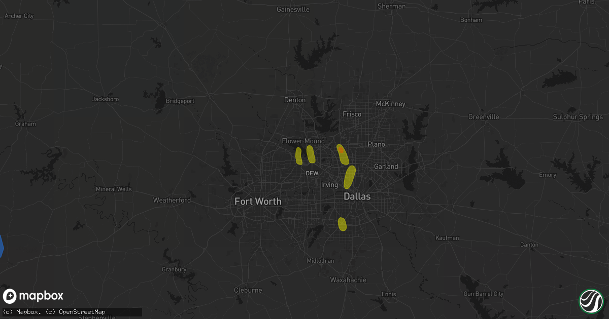 Hail map in Grapevine, TX on May 22, 2026