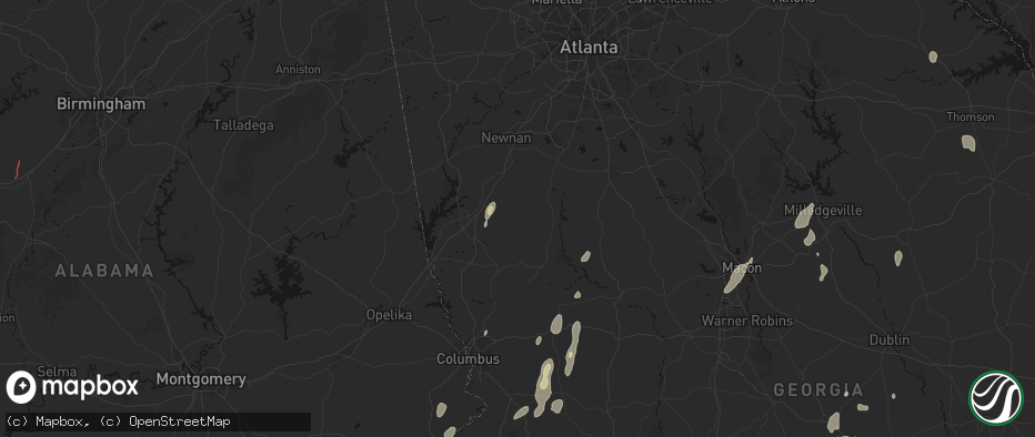 Hail map in Greenville, GA on May 22, 2026