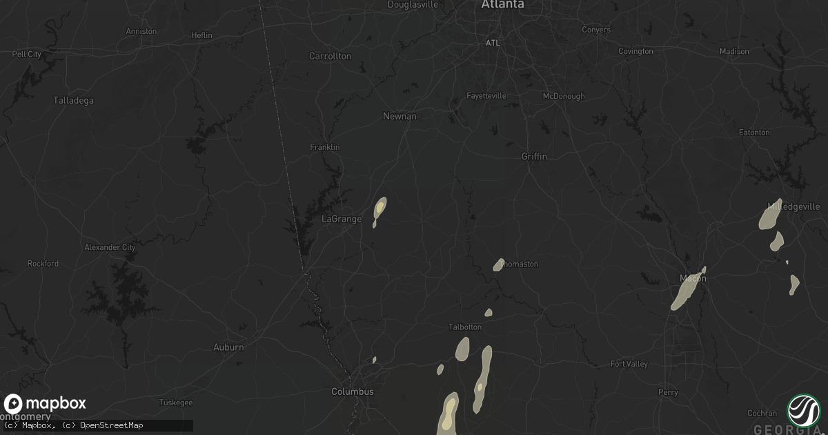 Hail map in Greenville, GA on May 22, 2026