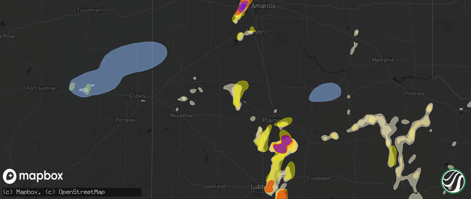 Hail map in Hart, TX on May 22, 2026