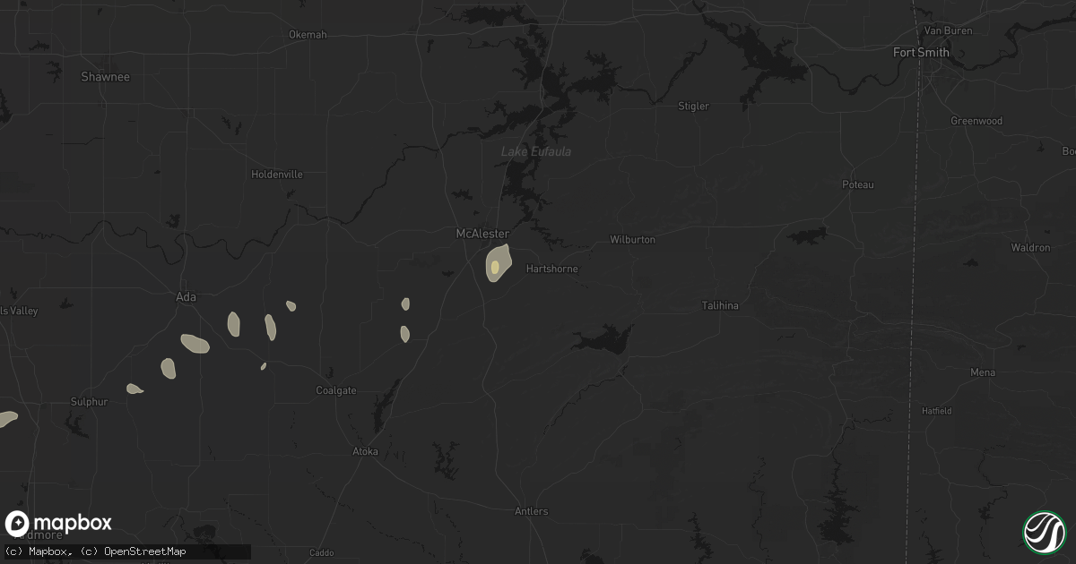 Hail map in Hartshorne, OK on May 22, 2026