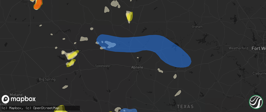 Hail map in Hawley, TX on May 22, 2026