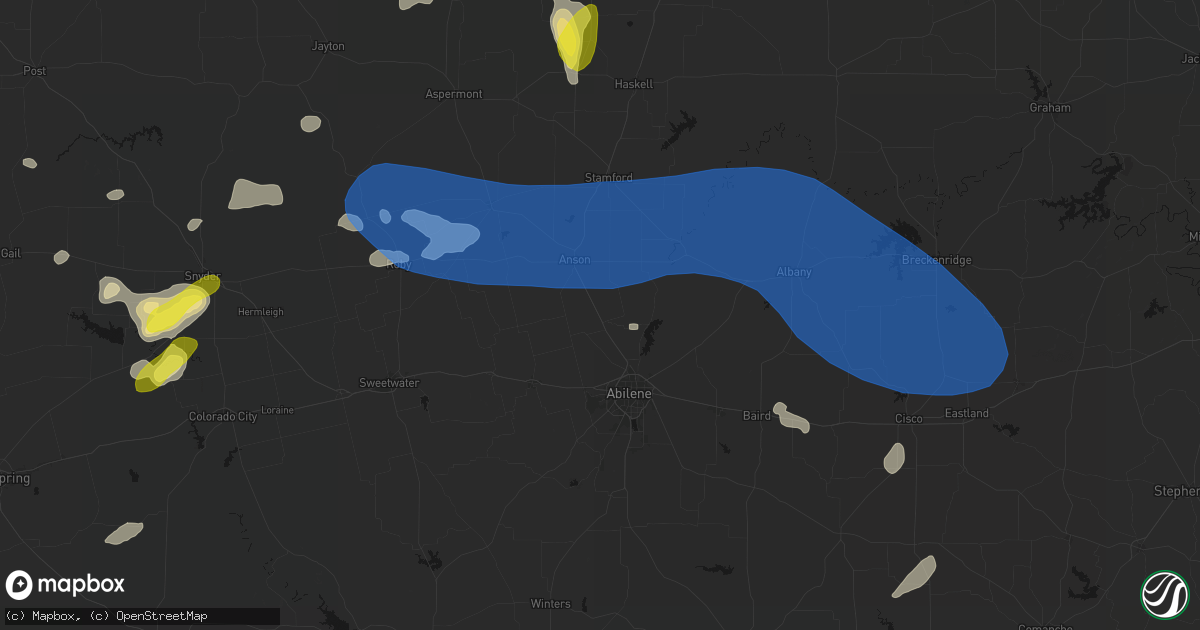 Hail map in Hawley, TX on May 22, 2026