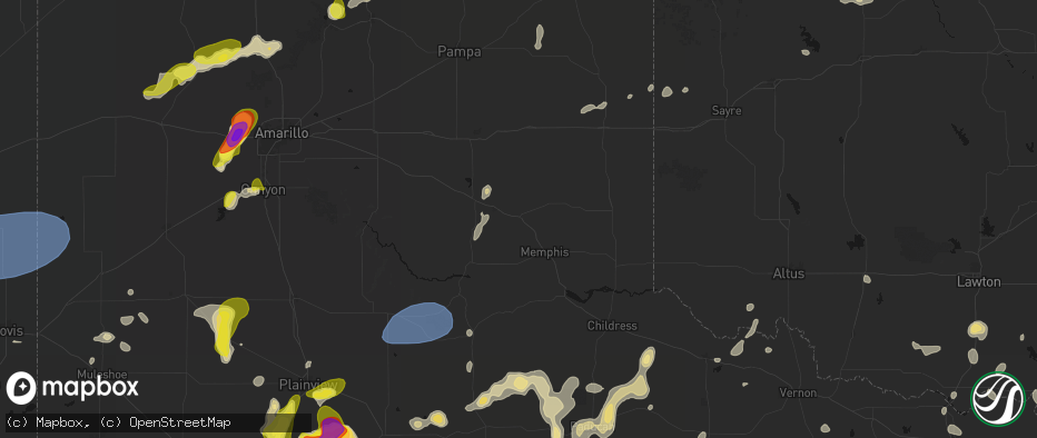 Hail map in Hedley, TX on May 22, 2026