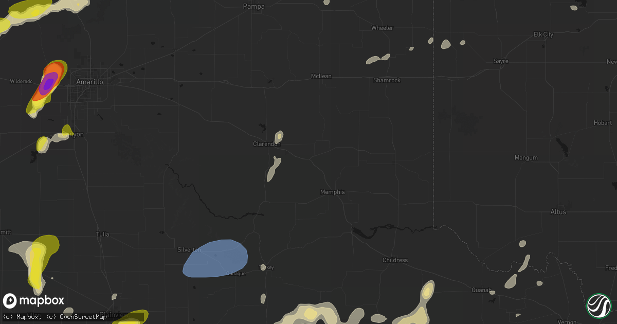 Hail map in Hedley, TX on May 22, 2026