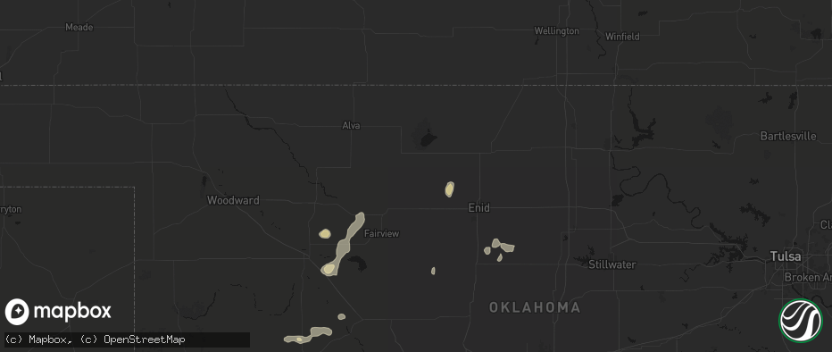 Hail map in Helena, OK on May 22, 2026