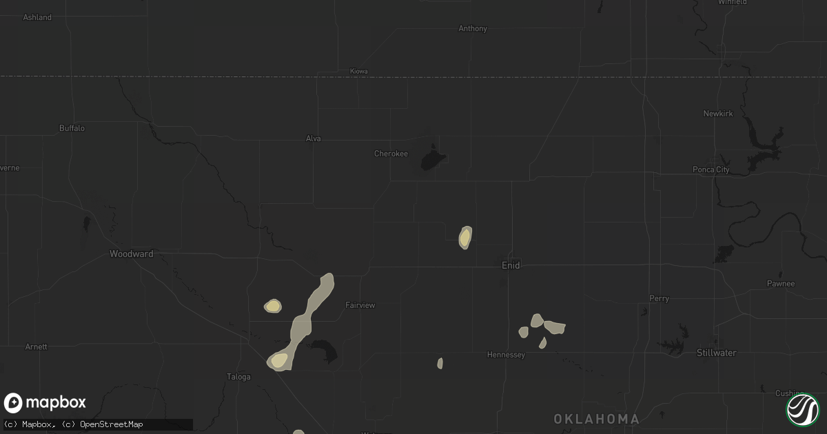 Hail map in Helena, OK on May 22, 2026