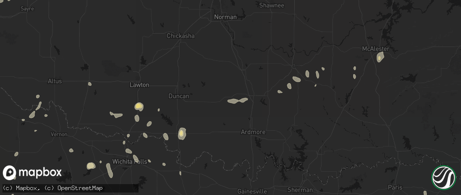 Hail map in Hennepin, OK on May 22, 2026