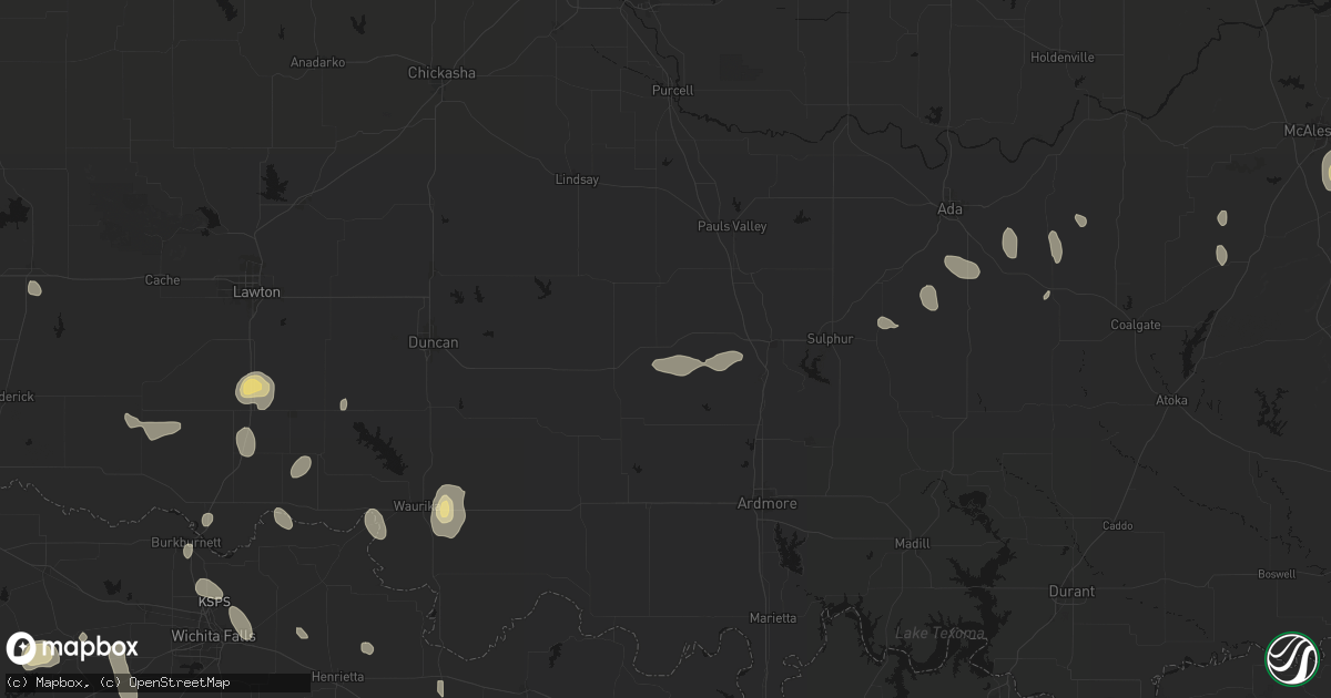 Hail map in Hennepin, OK on May 22, 2026