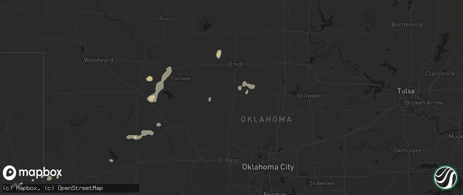 Hail map in Hennessey, OK on May 22, 2026