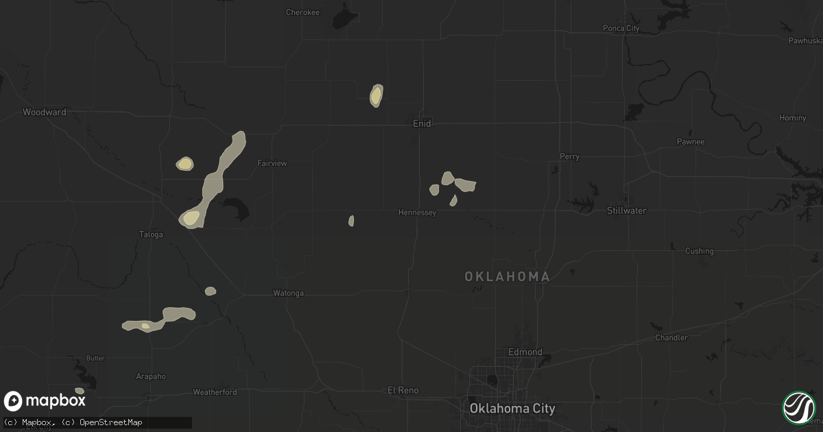 Hail map in Hennessey, OK on May 22, 2026