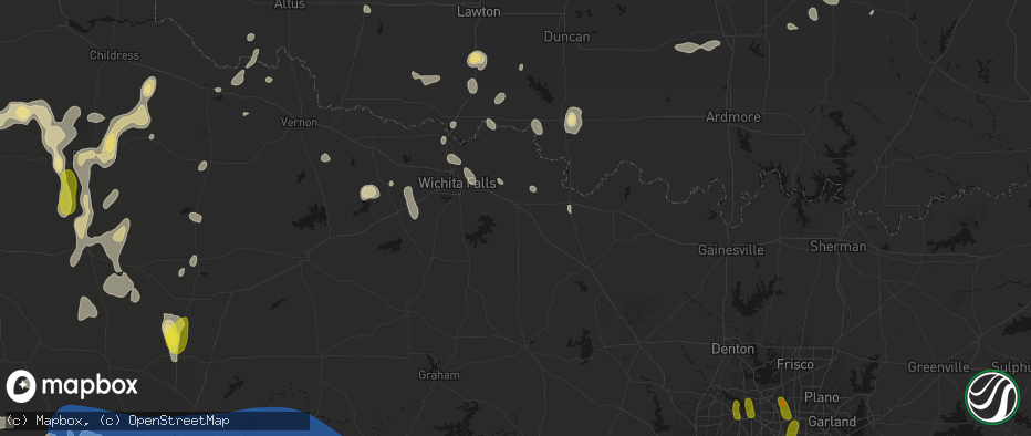Hail map in Henrietta, TX on May 22, 2026