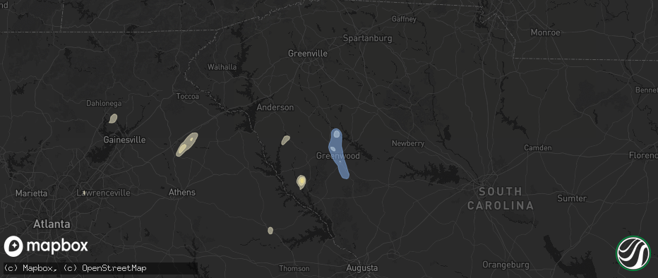 Hail map in Hodges, SC on May 22, 2026