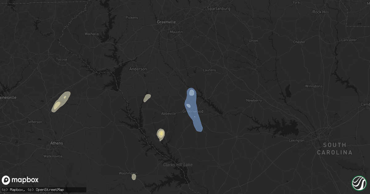 Hail map in Hodges, SC on May 22, 2026