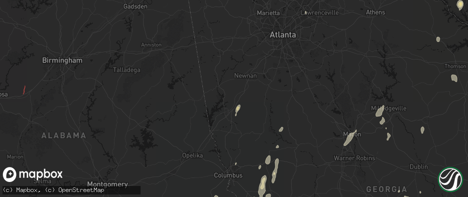 Hail map in Hogansville, GA on May 22, 2026