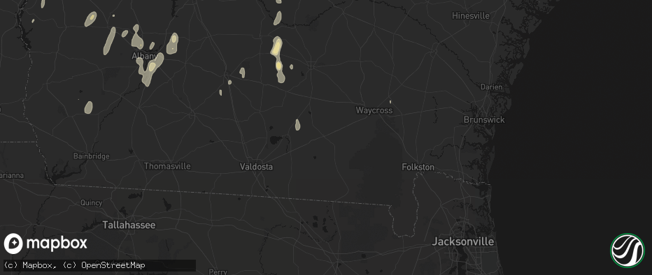 Hail map in Homerville, GA on May 22, 2026