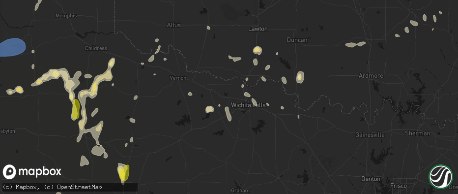 Hail map in Iowa Park, TX on May 22, 2026