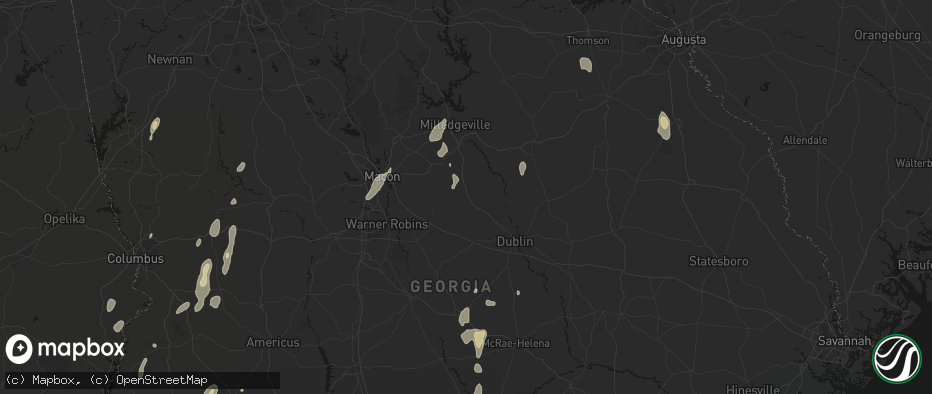 Hail map in Irwinton, GA on May 22, 2026